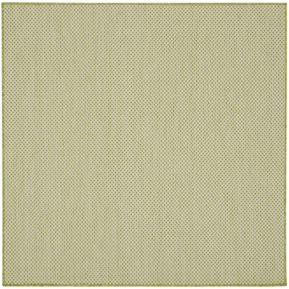 Nourison 4' x 4' Courtyard Modern Easy Care Flatweave Indoor Outdoor Square Rug Ivory Green