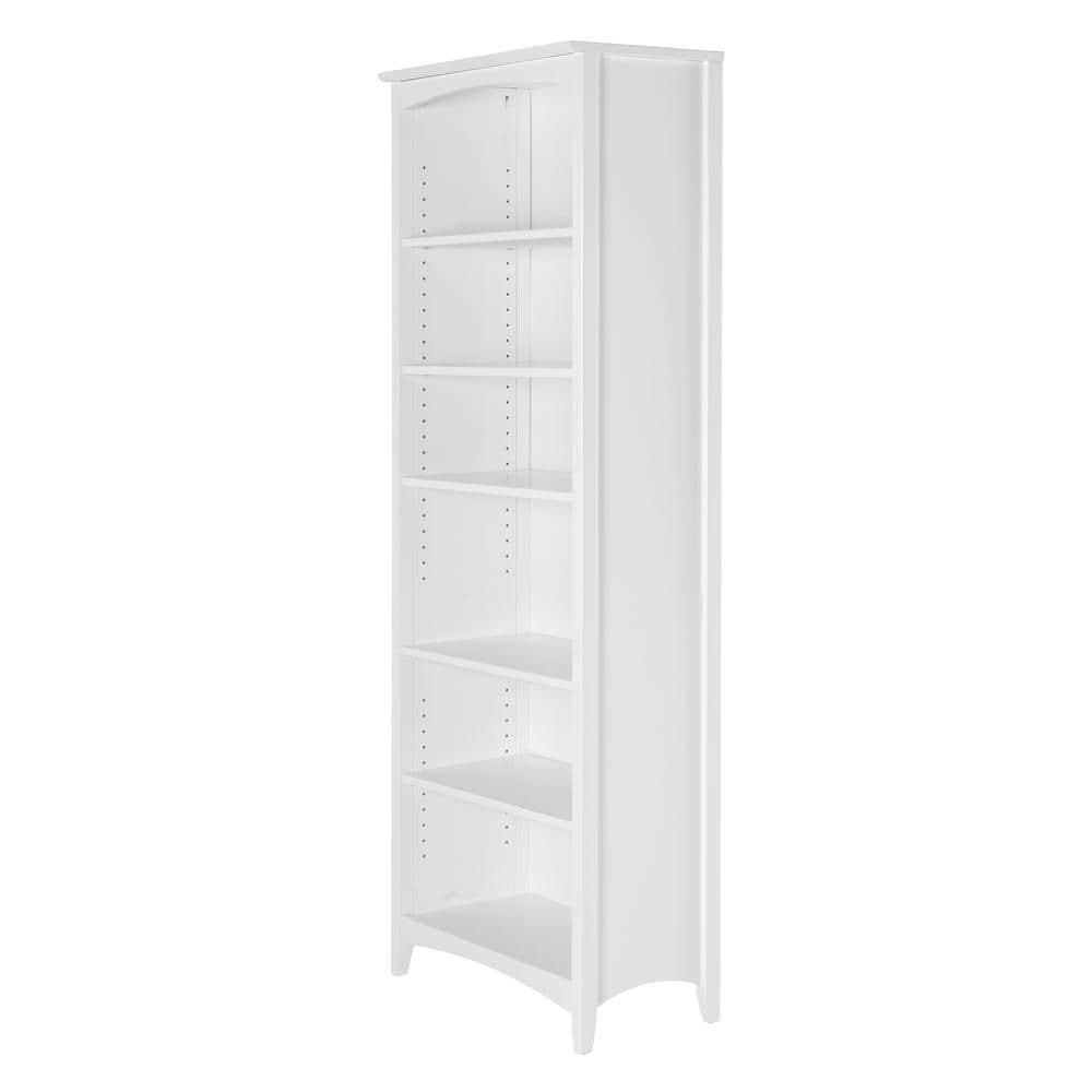 Camaflexi 72” Shaker Style 6-Shelf Wooden Bookcase Closed Back Storage Shelf, White