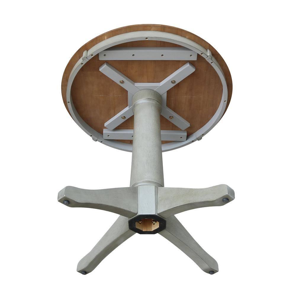 International Concepts 30" Round Top Pedestal Table - Dining Height - Distressed Hickory/Stone
