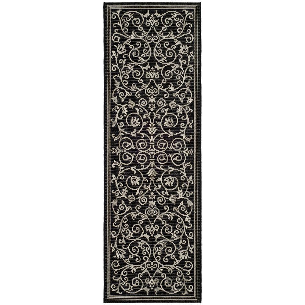 Courtyard CY2098 Power Loomed Indoor and Outdoor Runner Rug - Black/Sand - 2'3"x14' - Safavieh