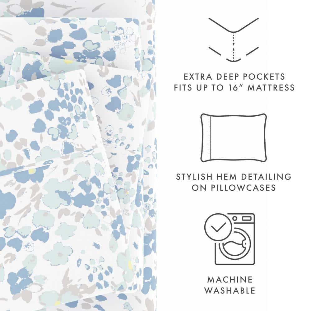 IEnjoy Home Violets Pattern Microfiber Sheet Set