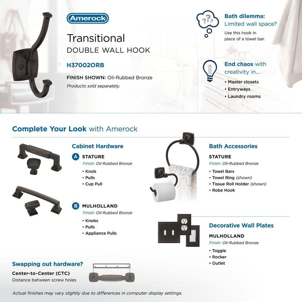 Kinsale Transitional Double Prong Decorative Wall Hook