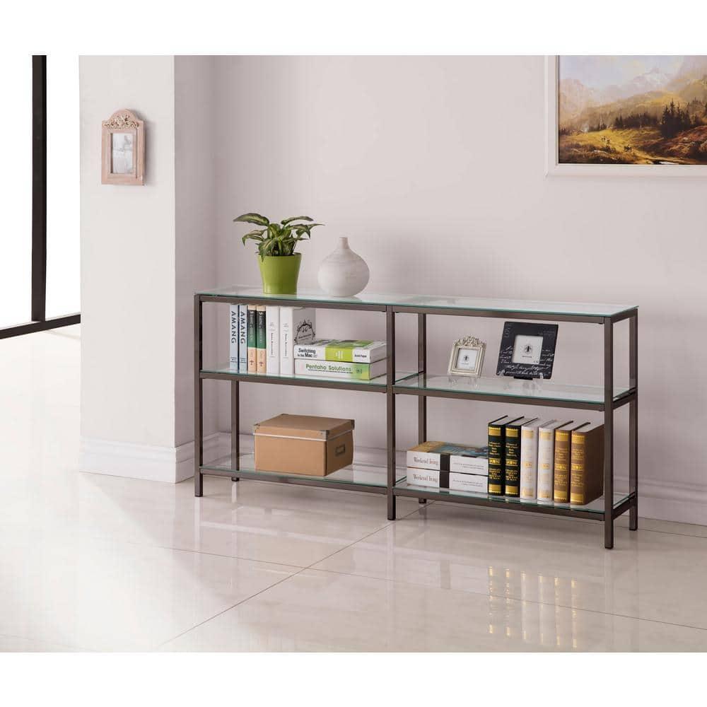 26.75" Contemporary 3 Shelf Console Bookcase with Glass Shelves Black Nickel - Coaster