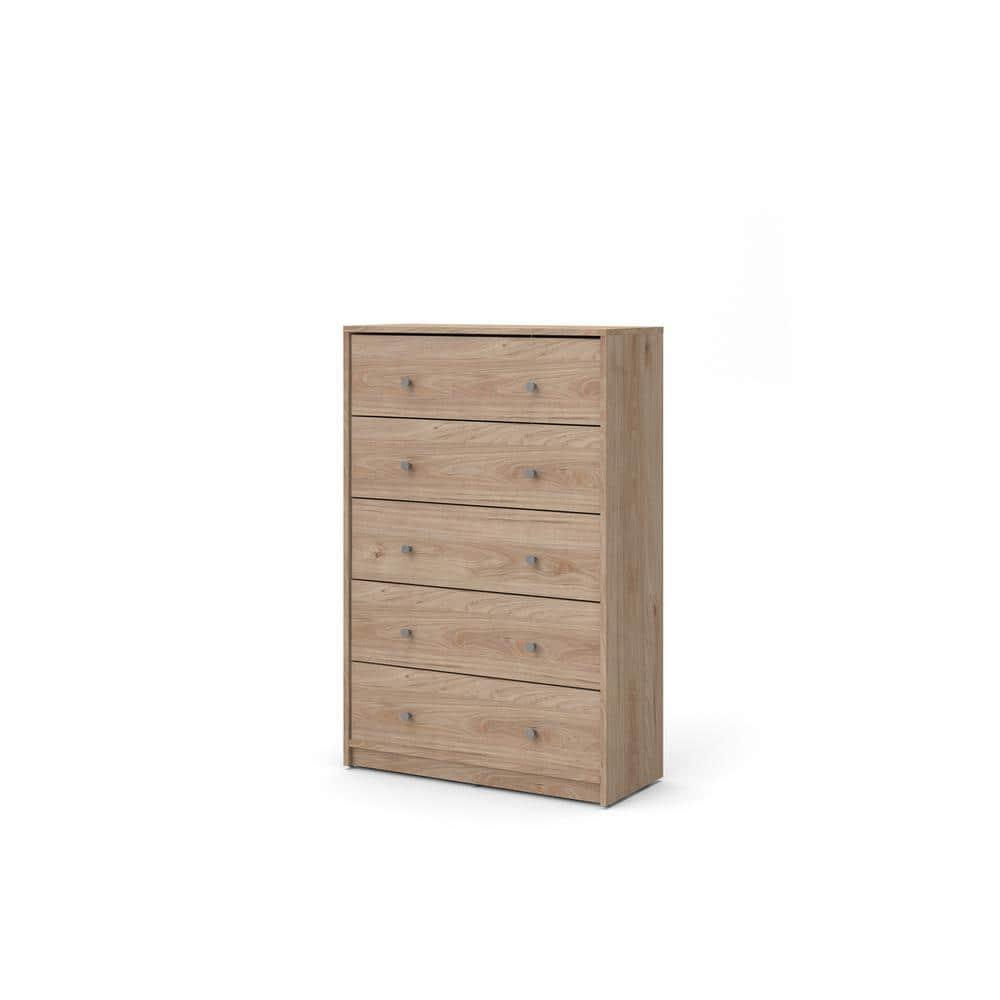 Tvilum Studio 5 Drawer Chest Dresser for Adults, Jackson Hickory