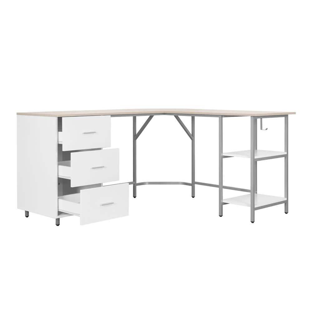 17 Stories Techni Mobili L-Shape Home Office Two-Tone Desk With Storage