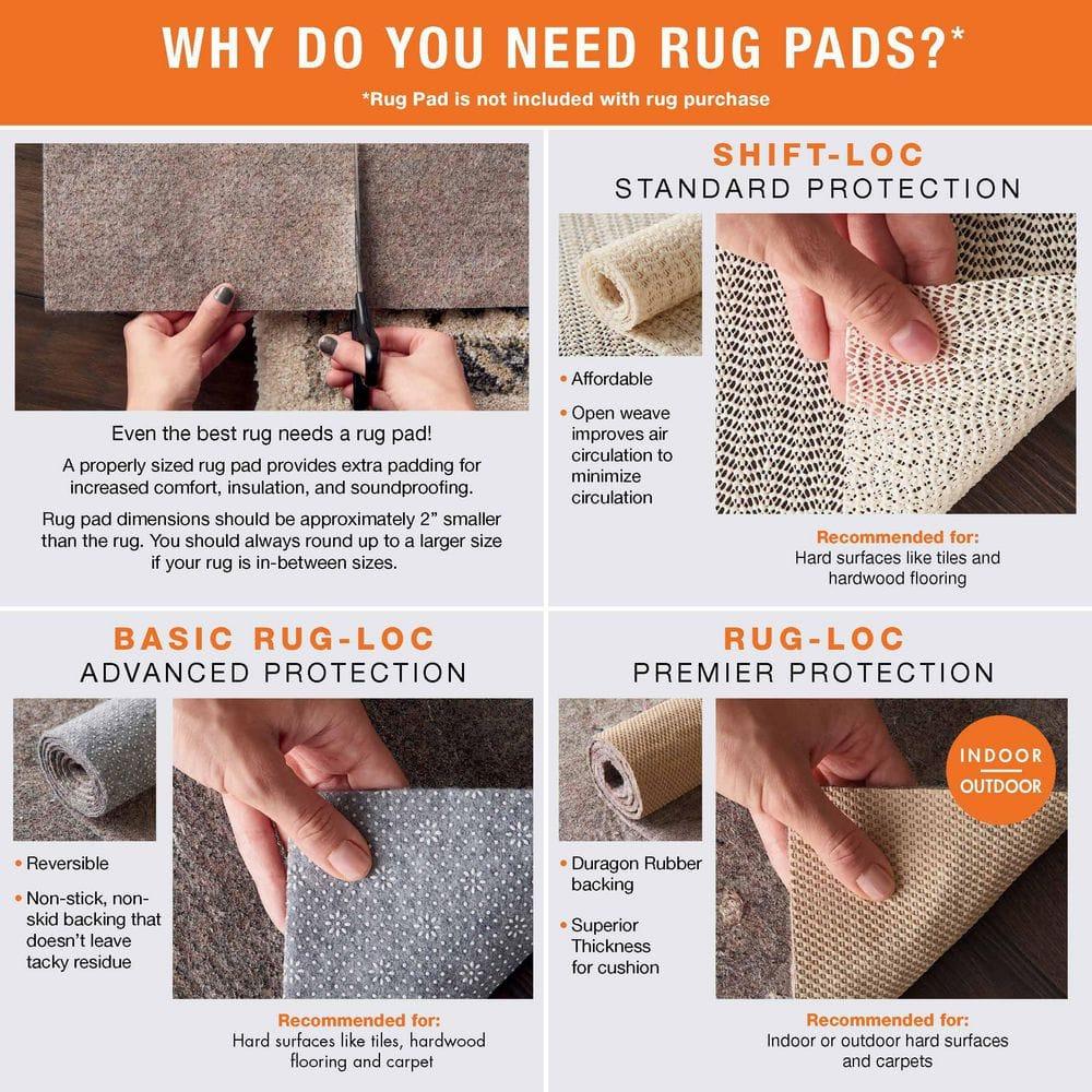 Grid-Loc Ivory 4'8" x 7'6" Non-Slip Rug Pag