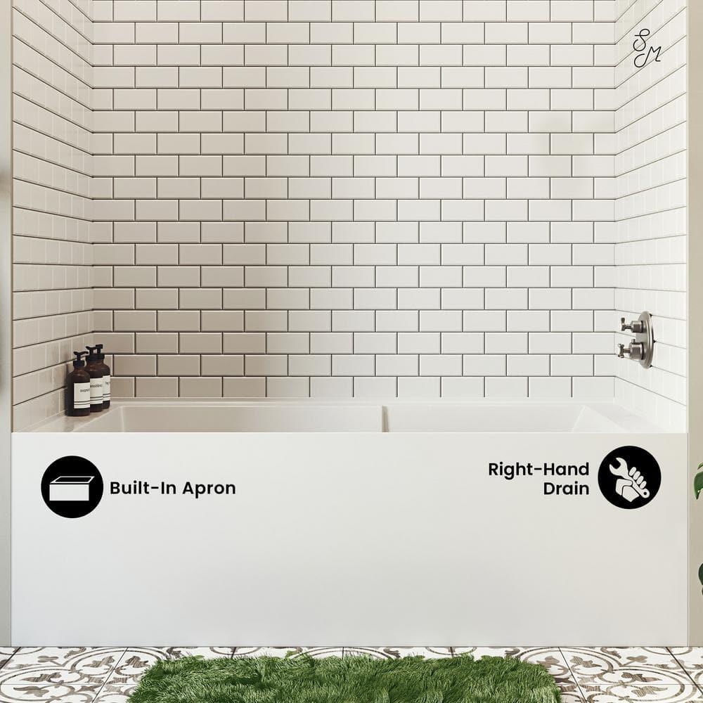 Voltaire 72" x 36" Alcove Bathtub with Apron and Armrest