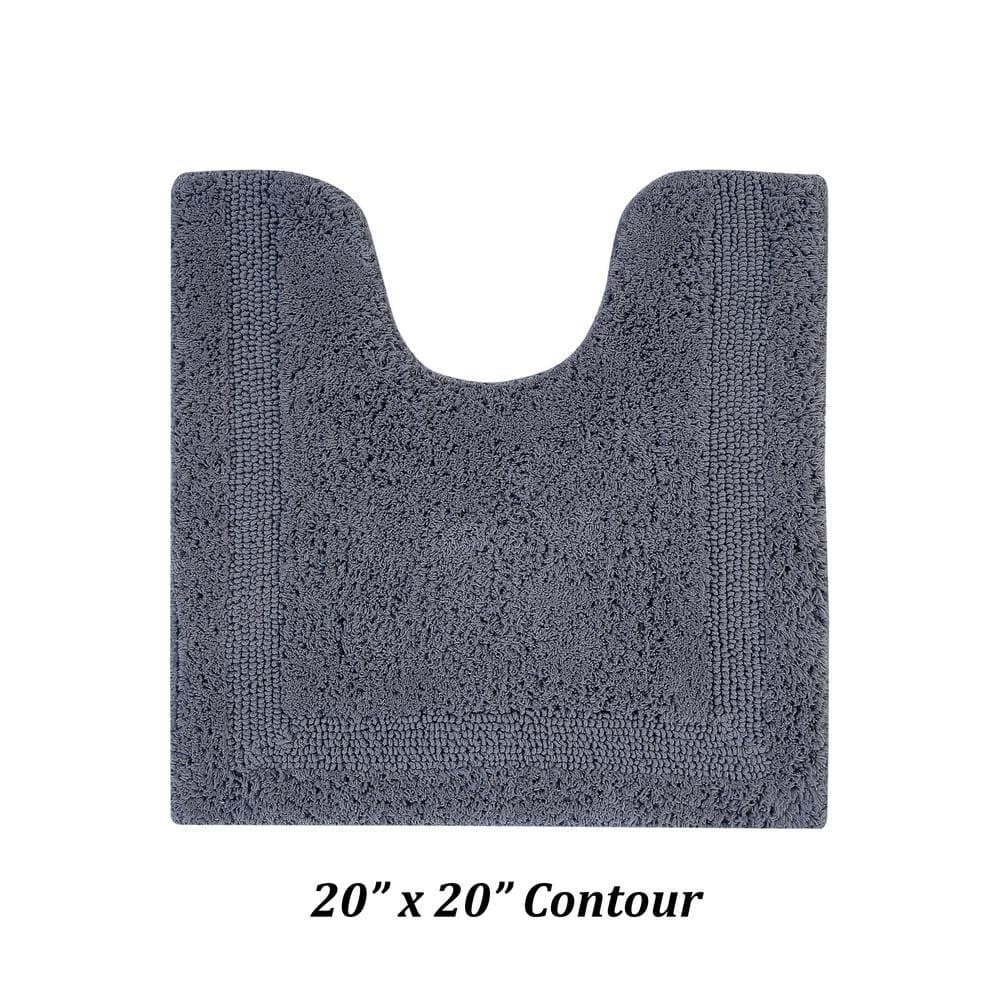 Better Trends Lux 100% Cotton Tufted Solid Reversible Bath Rug Set 3 PC (20" x 20" | 21" x 34" | 20" x 60") - Gray