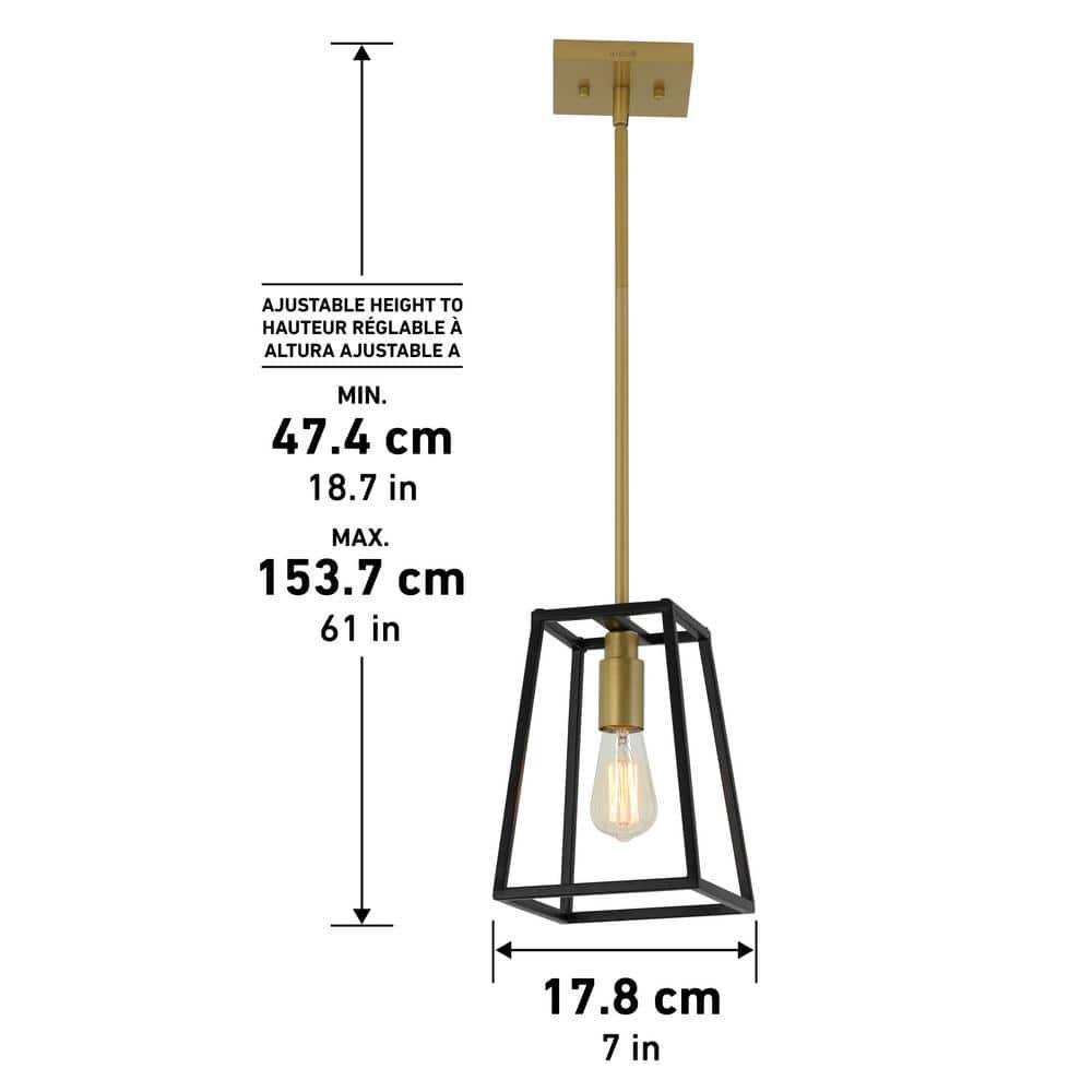 Artika Carter 1 Light Geometric Mini Pendant Light Fixture Black and Gold