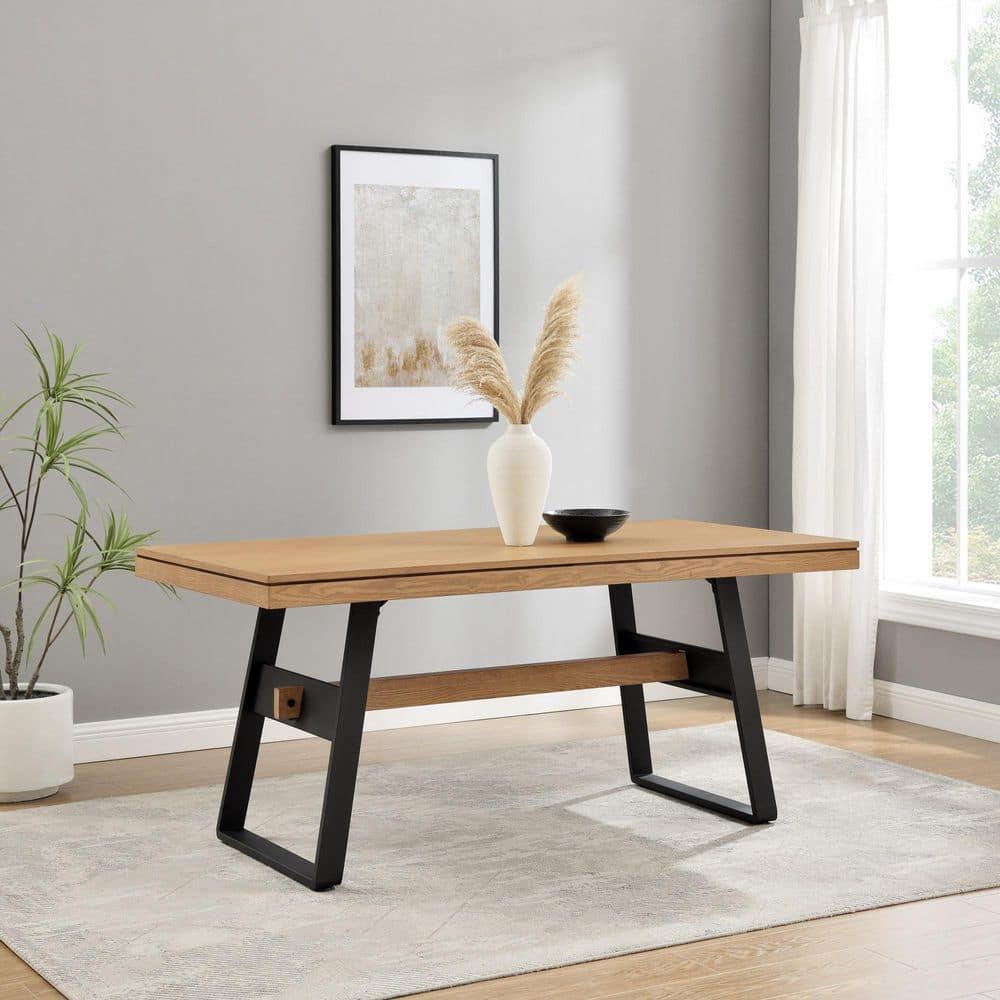 Ash Metal Base Dining Table