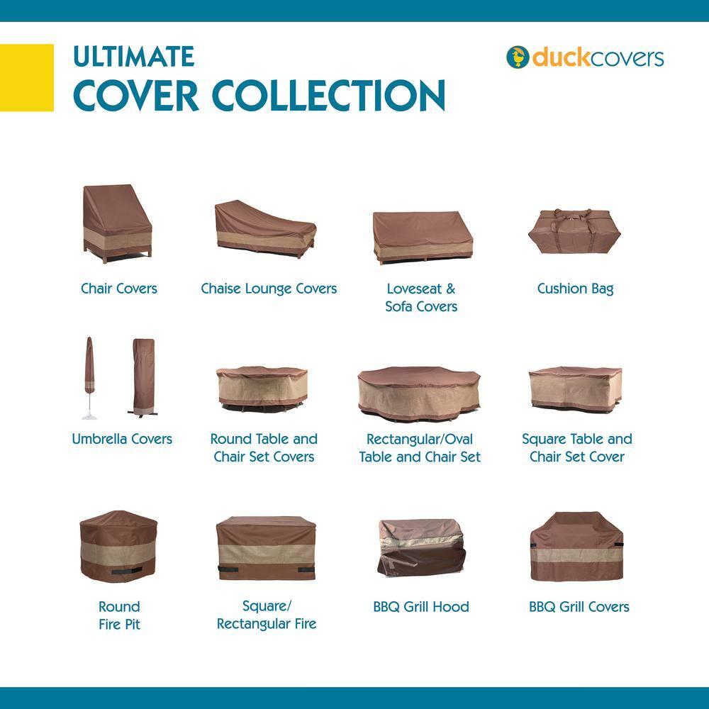 Duck Covers Ultimate Waterproof 92 Inch Square Patio Table & Chair Set Cover