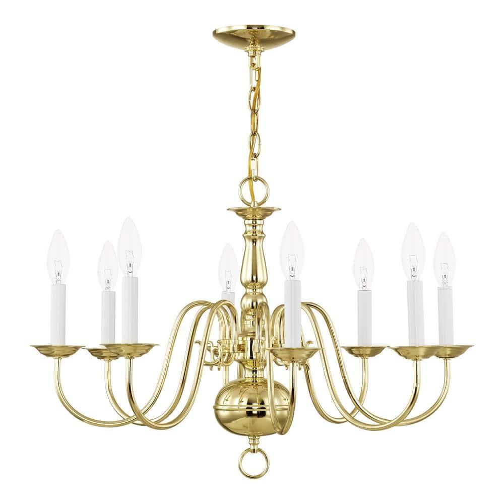 Livex Lighting Williamsburgh 8 - Light Chandelier in  Polished Brass