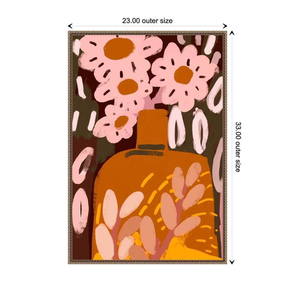 23"x33" Pastel Flower Impression No by Treechild Framed Canvas Wall Art Print Bronze - Amanti Art