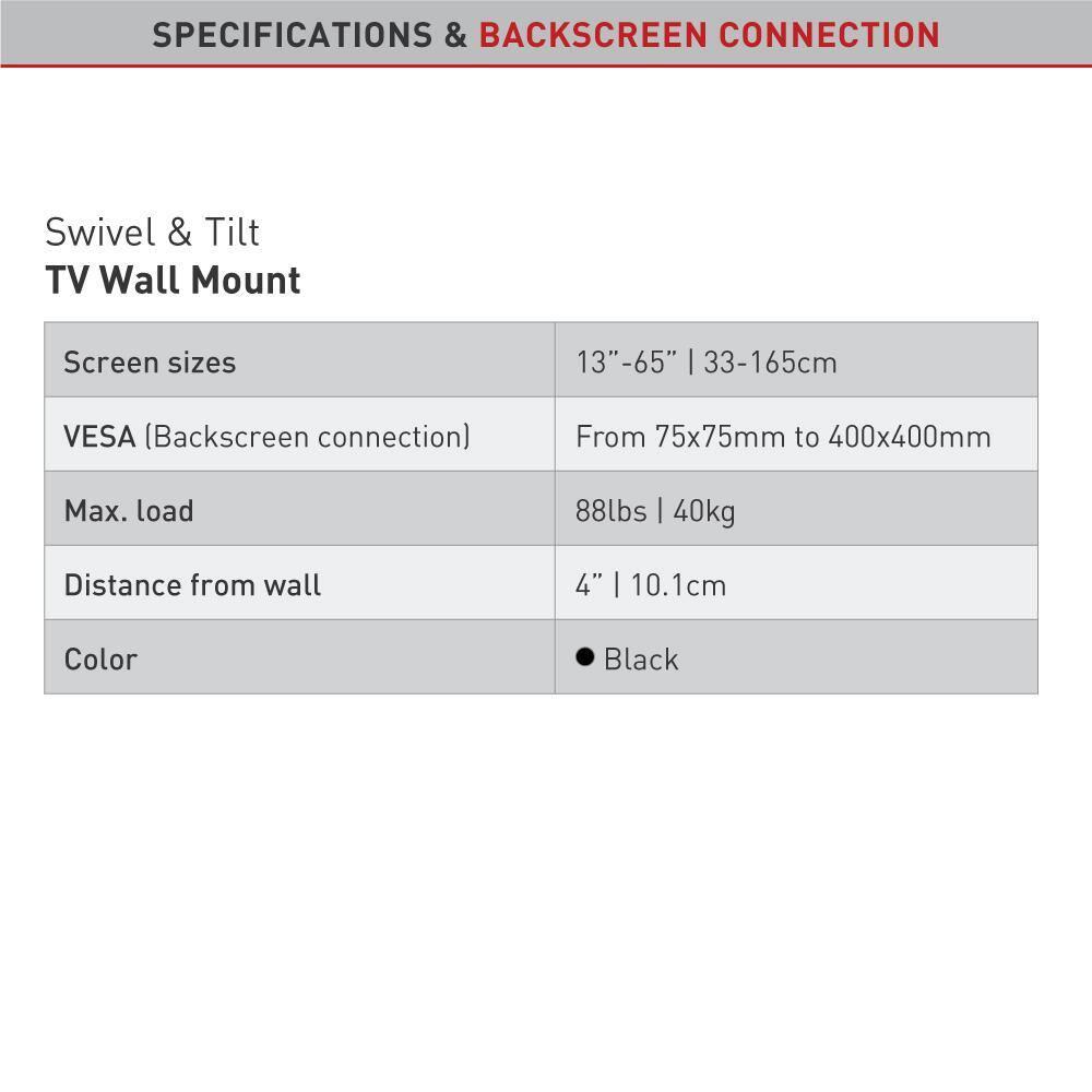 Barkan 13" - 65" Swivel & Tilt TV Wall Mount