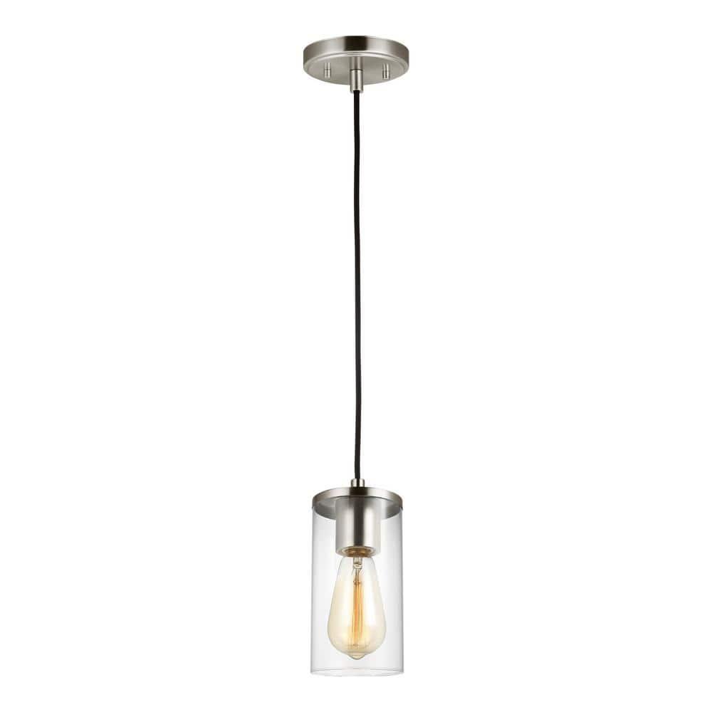 Zire Mini 4" Brushed Nickel Pendant with Clear Glass Shade