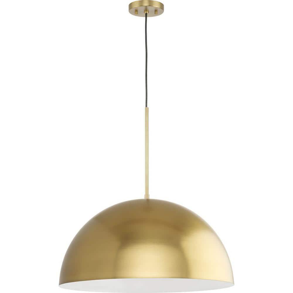 Progress Lighting, Perimeter, 1-Light Pendant, Brushed Gold, Open Shade: Iconic modern design with elegant metal dome.