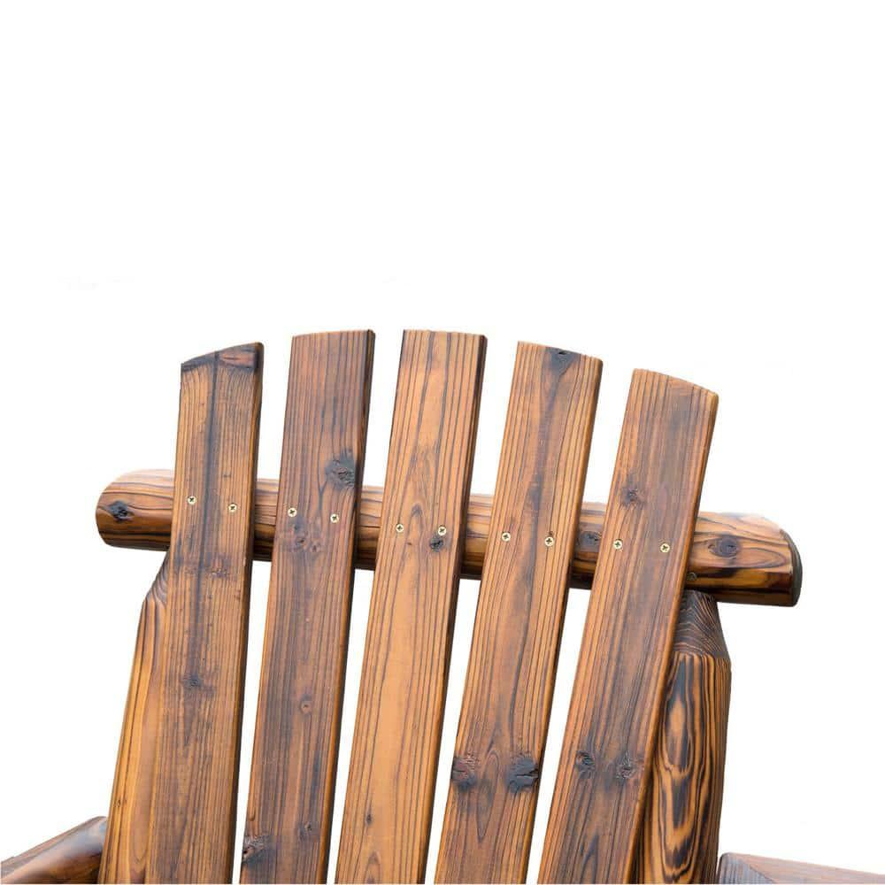 Outsunny Wooden Double Adirondack Chair Loveseat with Inset Ice Bucket, Table, Rustic Look, & Weather-Resistant Varnish