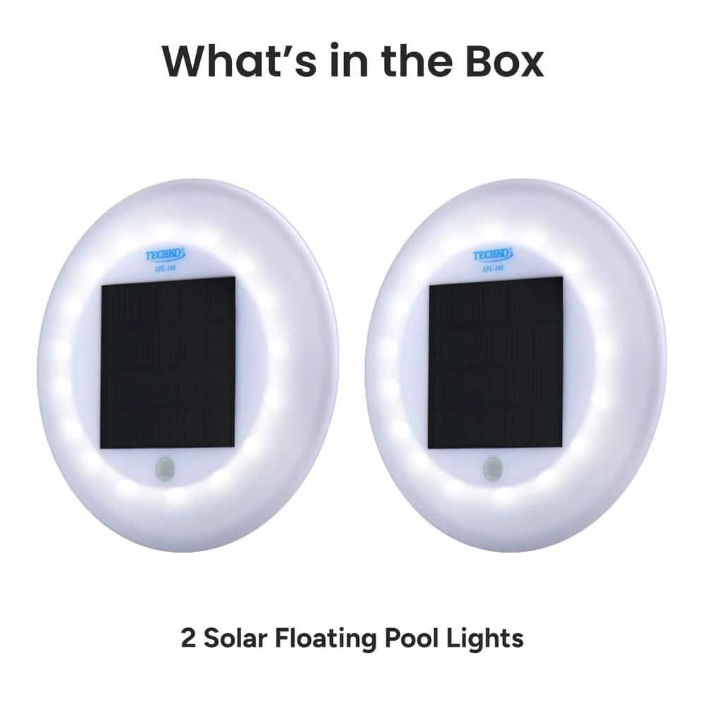 Solar Powered Integrated LED Outdoor Floating Pool Light (Set of 2)