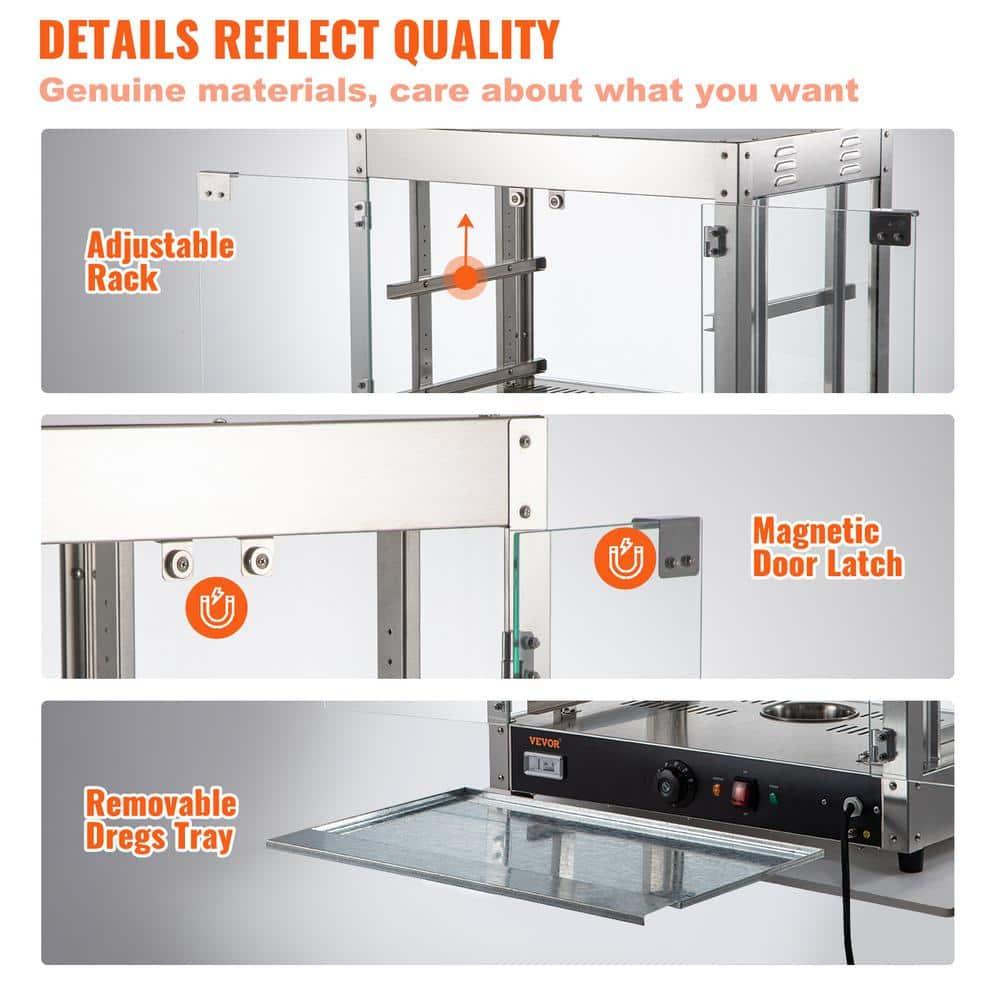 VEVOR 2-Tier Commercial Food Warmer Display - Countertop Pizza Cabinet with Light