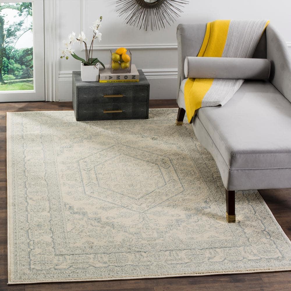 Adirondack ADR108 Machine Made Indoor Accent Rug - Ivory/Slate - 2'-6"x4' - Safavieh