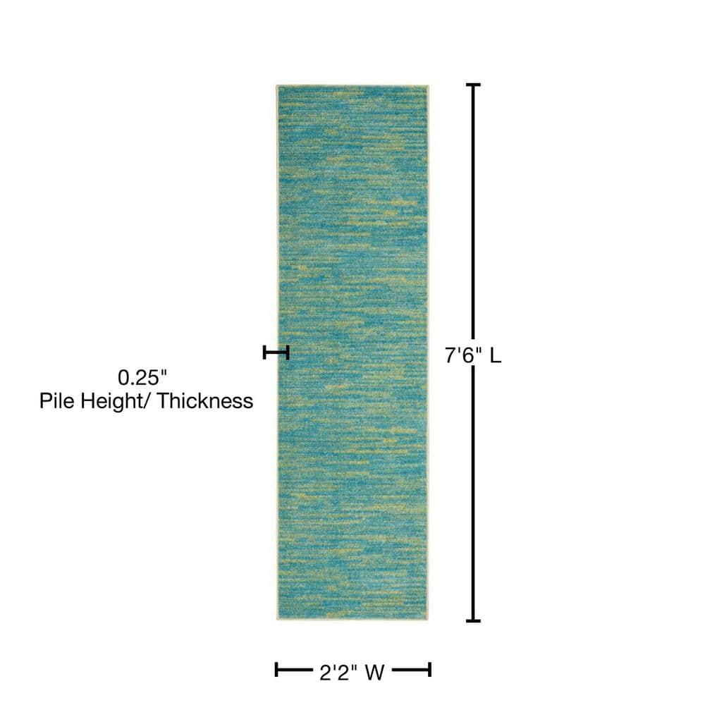 Nourison Nourison Essentials NRE01 Indoor/outdoor Area Rug - Blue Green 2'2" x 7'6"