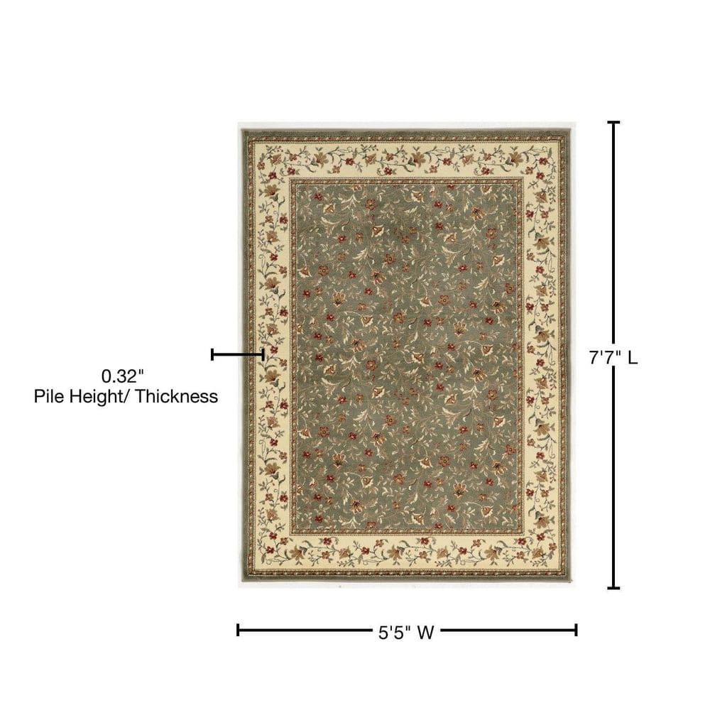 Radici Usa Como Area Rug 1593 Sage Italian Bordered 5' 5" x 7' 7" Rectangle