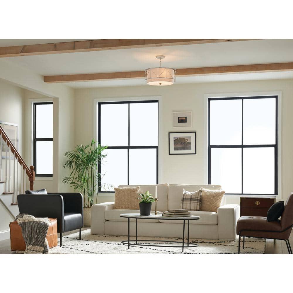 52075SN-Kichler Lighting-Birkleigh - 3 Light Convertible Semi-Flush Mount In Art Deco Style-9.5 Inches Tall-Satin Nickel Finish