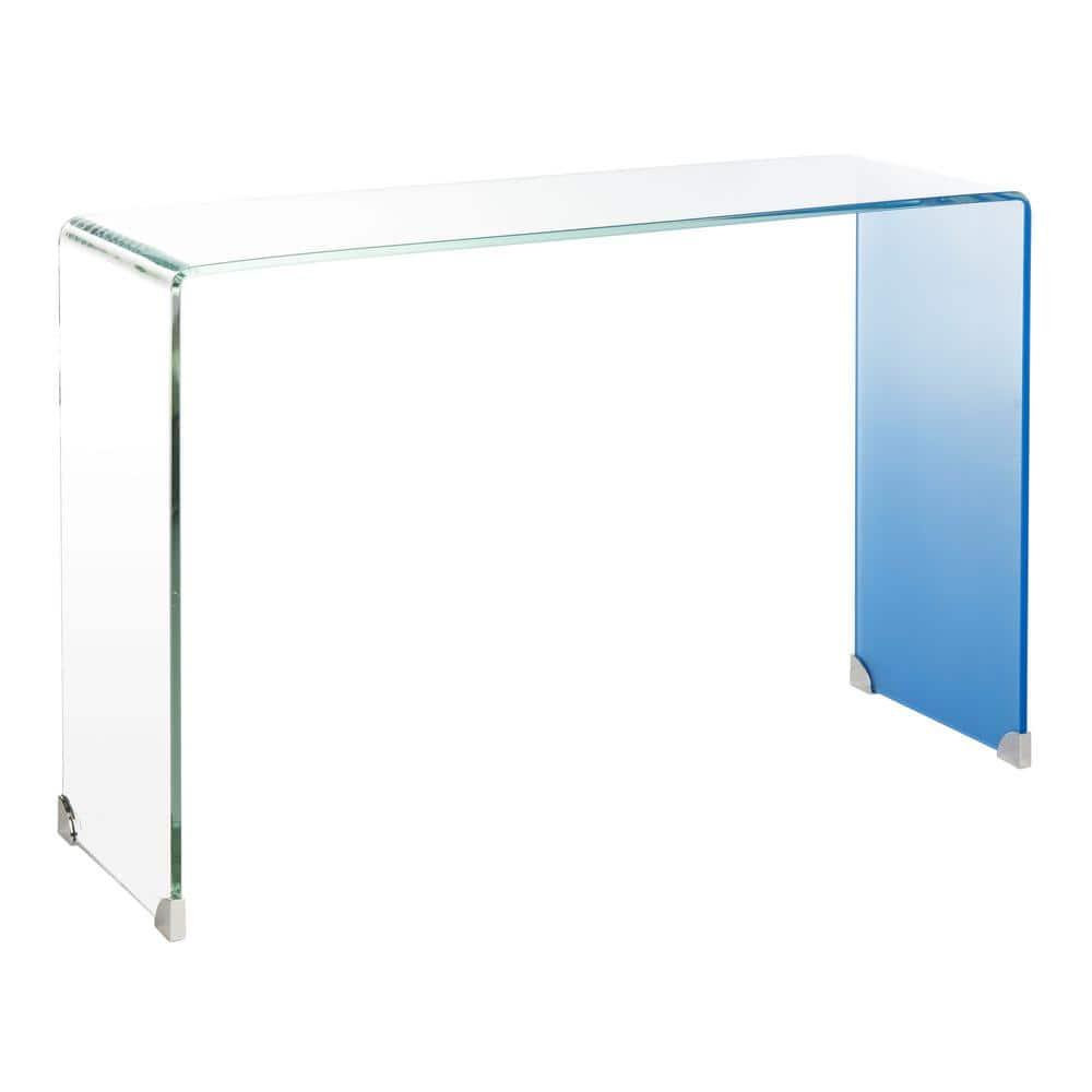 Crysta Ombre Glass Console Table - Clear/Blue - Safavieh