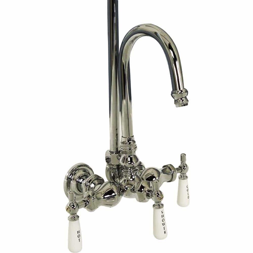 3 Handle Bathroom Clawfoot Tub Faucet with Diverter