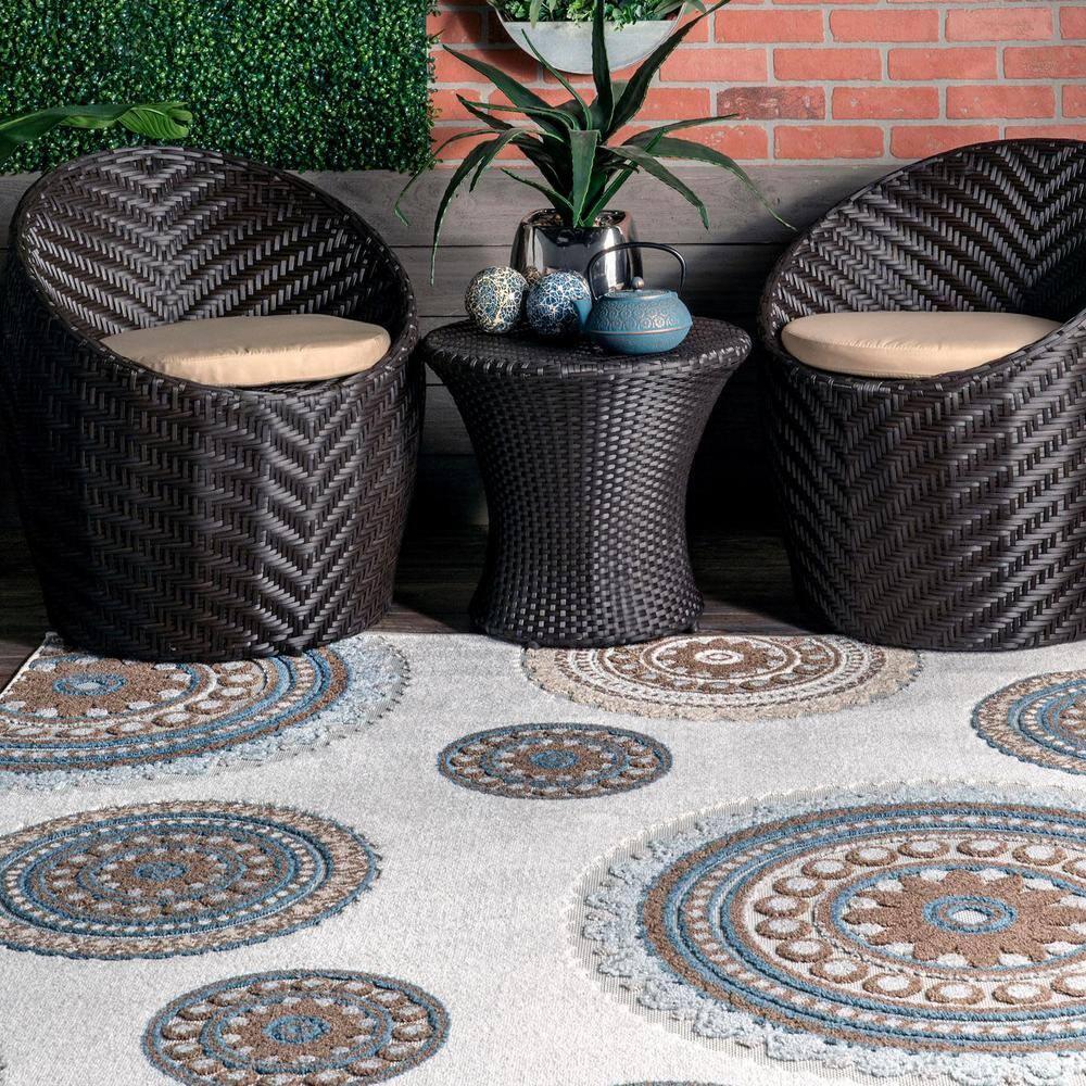 Nuloom Andi Geometric 7x9 Indoor/Outdoor Area Rug for Living Room Patio Deck Front Porch Kitchen, Beige/Brown