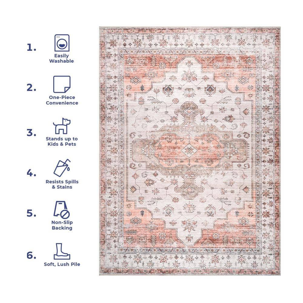 Nuloom Banks Vintage Pet Friendly Machine Washable Area Rug, Runner 2' 6" x 10', Beige