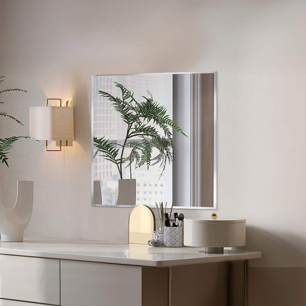 Fab Glass and Mirror Frameless Square Beveled Wall Mirror