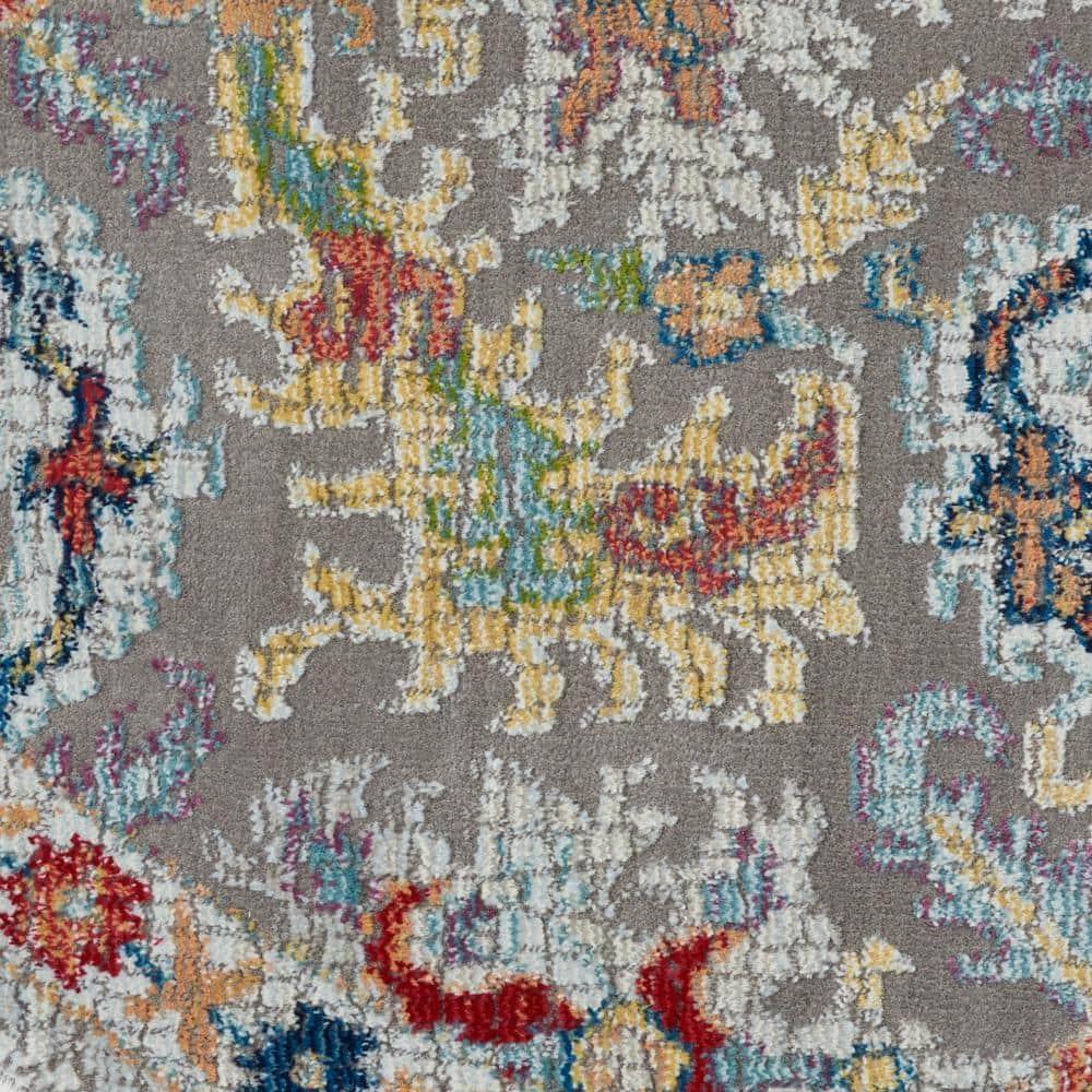 Nourison Global Vintage Traditional Bordered Indoor Area Rug Grey/Multicolor 6' x Round