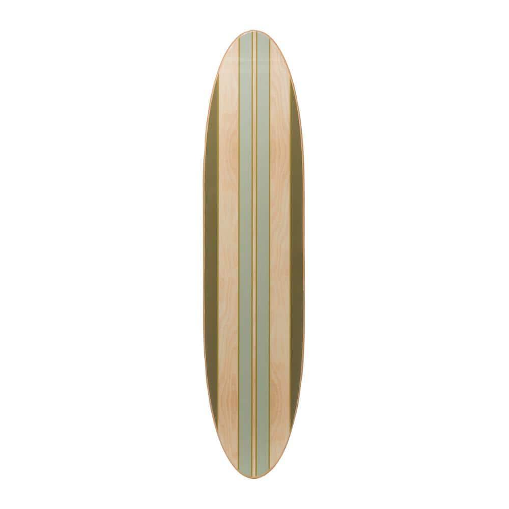 Storied Home Lacquered Wood Surfboard Wall Decor: Modern Beachfront Style, Hangs Vertically or Horizontally