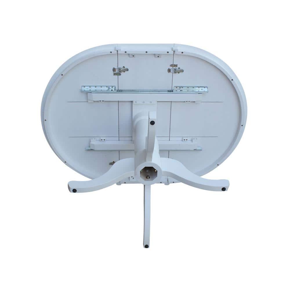 36" Kyle Round Top Pedestal with 12" Drop Leaf Dining Table White - International Concepts: Oval Kitchen Table for 4, Butterfly Leaf