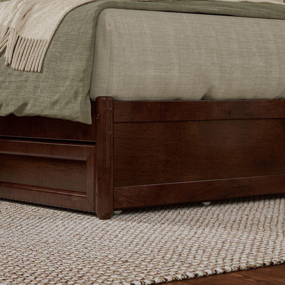 AFI, Andorra King Platform Bed with Panel Footboard and Storage Drawers, Walnut
