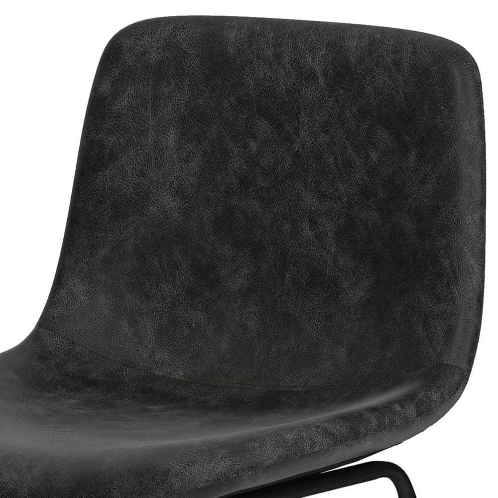 Simpli Home Jolie Upholstered Vegan Faux Leather Contemporary Counter Stool with Padded Bucket Seat and Footrest (Set of 2)