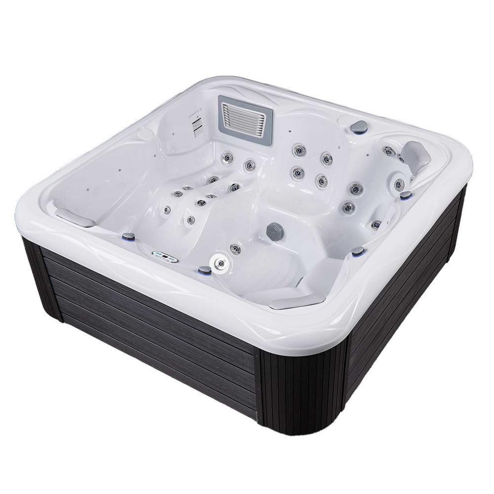 Buenospa New York 6 - Person 49 - Jet Acrylic Square Hot Tub with Ozonator and Cover in White