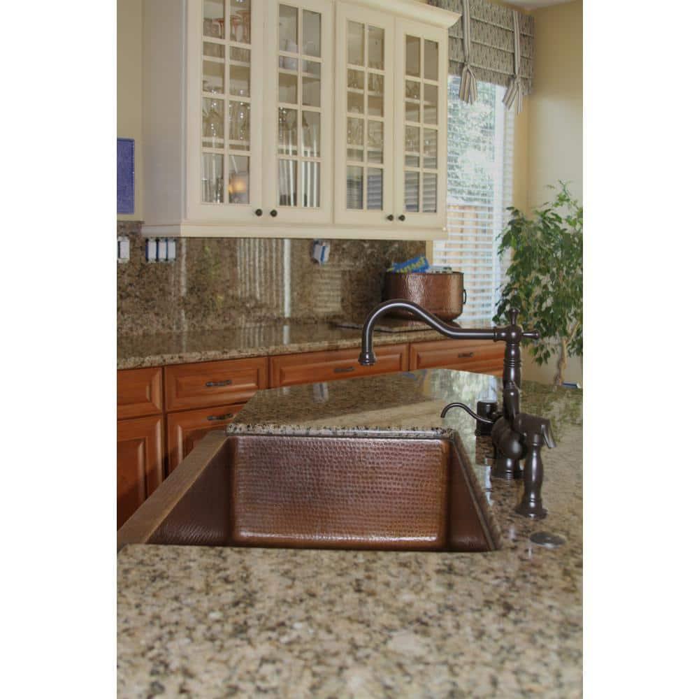 33" Hammered Copper Apron Front Single Basin Kitchen Sink