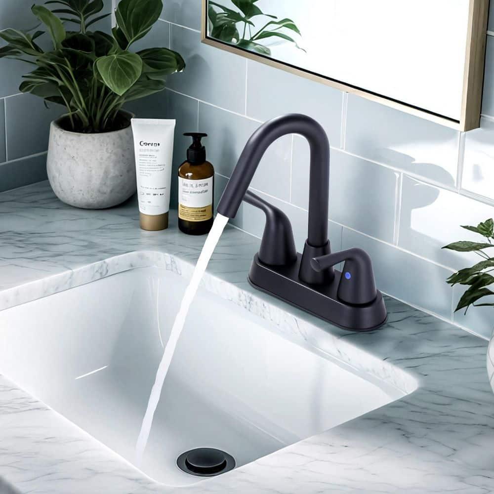 Centerset 2-handle Bathroom Faucet with Drain Assembly