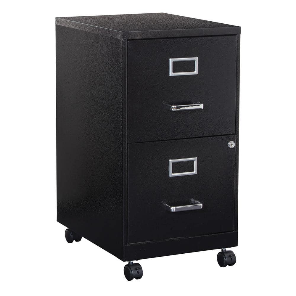 2 Drawer Mobile Locking Metal File Cabinet in Black