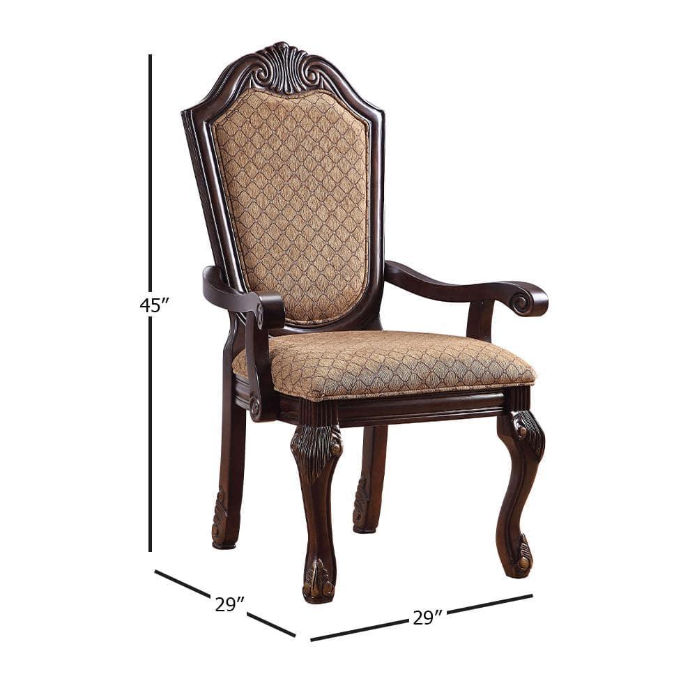 Chateau De Ville 29" Accent Chairs Fabric and Espresso - Acme Furniture: Luxurious Dining Armchair, Queen Anne Legs