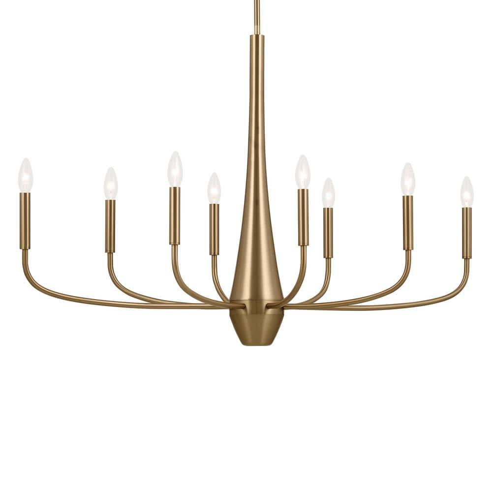 Kichler Deela 8-Light Chandelier, Modern Light in Champagne Bronze, Sloped Ceiling Compatible, for Over Long Oval Dining Room Table (41" x 18.5" x 27"), 52528CPZ