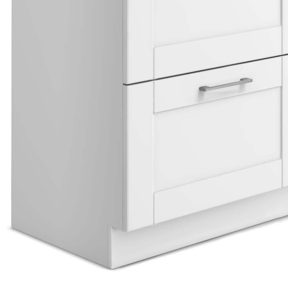 Modern Wide Shaker 46"W Utility Sink & Laundry Cabinet with High-Arc Facet and Stainless Steel Sink, White