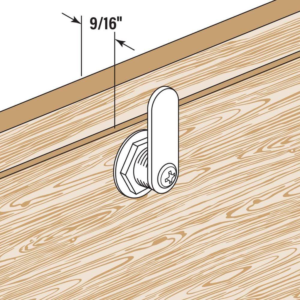 Prime-Line Diecast Keyed Alike Drawer and Cabinet Lock  3 Cams, Trim Collar, 2 Washers, 2 Keys and Fasteners  7/8 In. Length for 9/16 In. Max Panel Thickness, Stainless Steel (1 Set)
