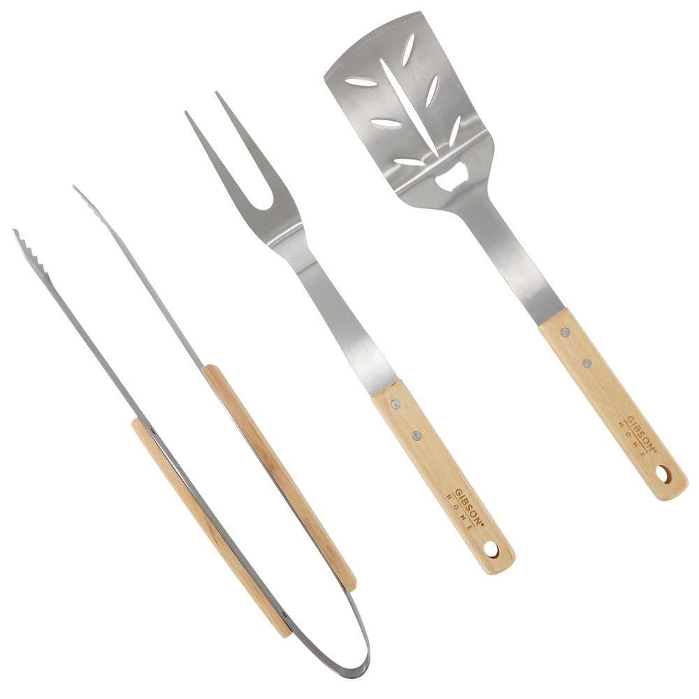 Gibson Gibson Home Barbecue Plus 3 Piece Barbecue Tool Set with Rubberwood Handles