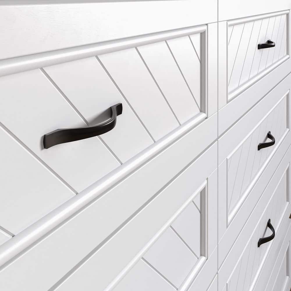 AFI Alpine Queen Wood Murphy Bed Chest with Mattress and Built-in Charger, White