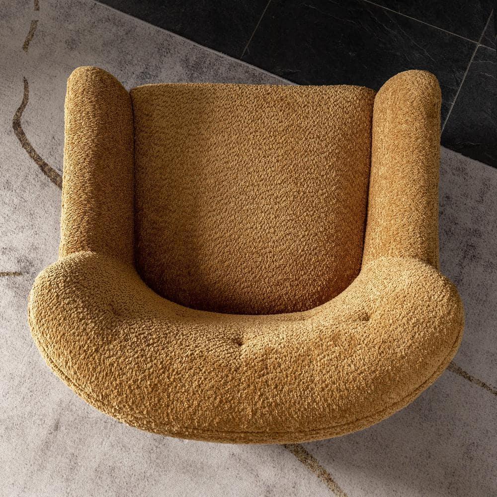 32" Wide Upholstered Swivel Armchair Camel - Kinwell: No Assembly, Pine Frame, Polyester