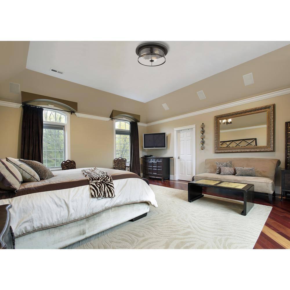 3 Light Flush Mount In Midcentury Style 15.75 Inches Wide By 6.25 Inches High-Bronze Finish-Clear Glass Color Z-Lite 462F16-Brz