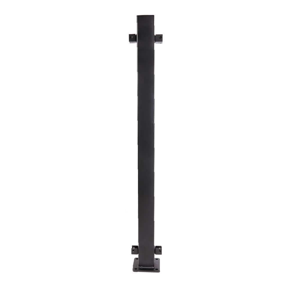 Fortress Building Products Fe26 2 in. x 45.5 in. Steel Railin.g Lin.e Post with Brackets | Wayfair